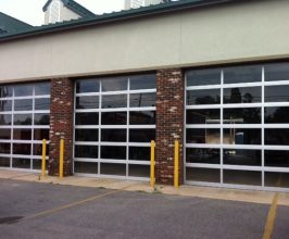 Commercial overhead doors for a mechanic shop, installed by Crawford & Brinkman