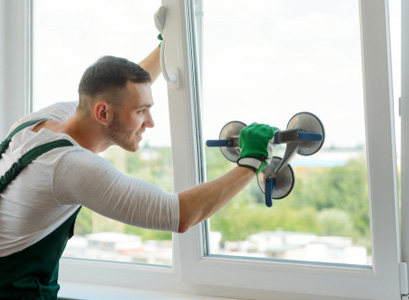 Technician providing window installation in Peoria IL